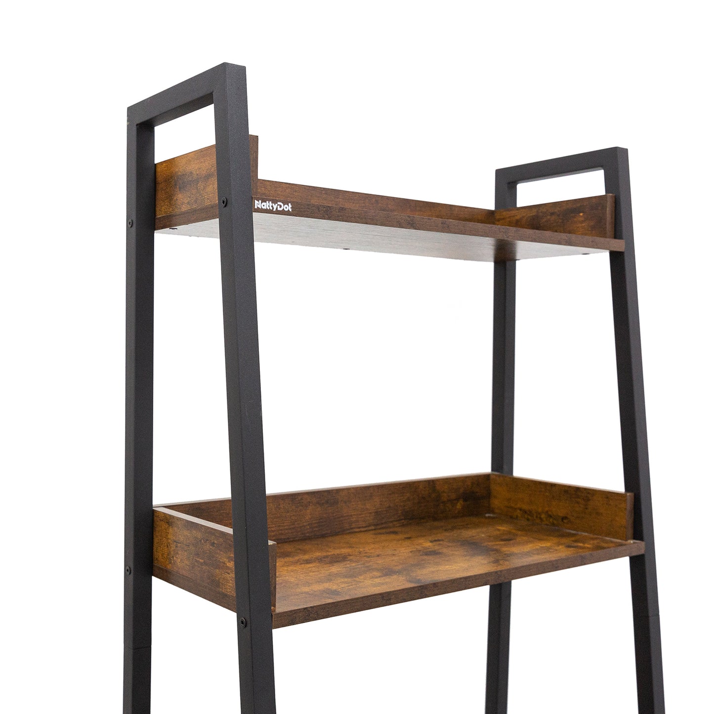 4-Tier Ladder Shelves for Storage with 2 Drawer Organizer Display Racks Storage Racks for Living Room Office Kitchen Rustic Brown